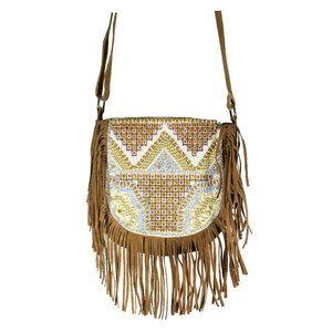 Leather Embroidered Crossbody Bag